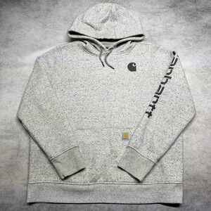 Carhartt Relaxed Fit Grey Speckled Hoodie Sleeve Graphic TS0288-W‎ Youth L 12-14